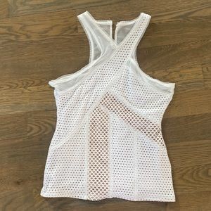 White and nude BCBG Maxazria halter style top